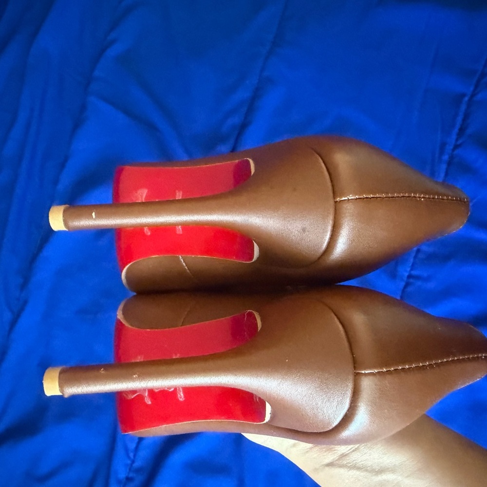 Christian Louboutin Brown Heels with Signature Red Soles - Picture 12 of 13